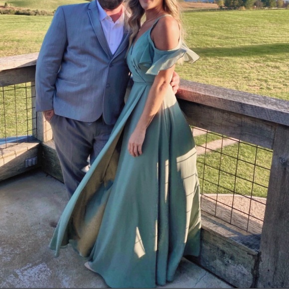 Easy Listening Sage Green Cold-Shoulder Wrap Maxi Dress - Picture 7 of 7